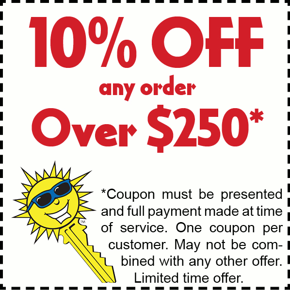 Ten percent off any order over $250. See section below for text meant for the visually impaired.